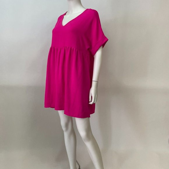 Entro Hot Pink Short Sleeve Babydoll Dress - Picture 3 of 4